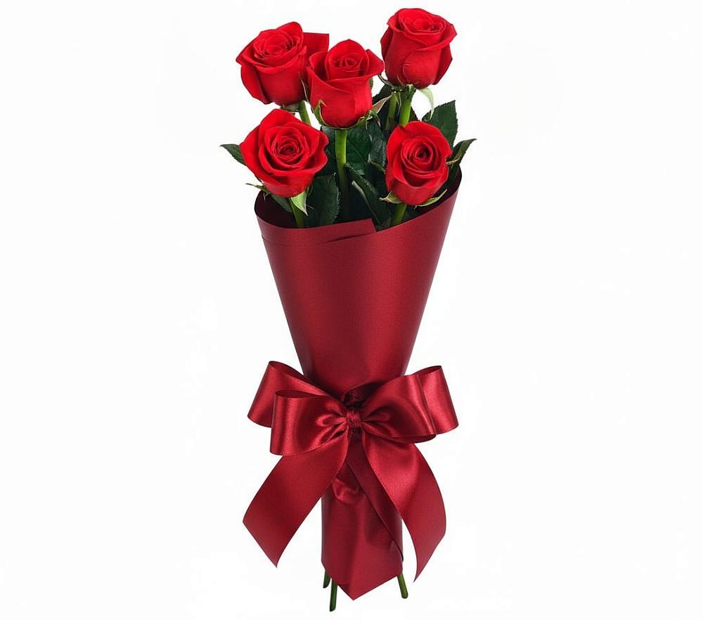 Букет 5 Красных роз Эдлесс Лав в Островном