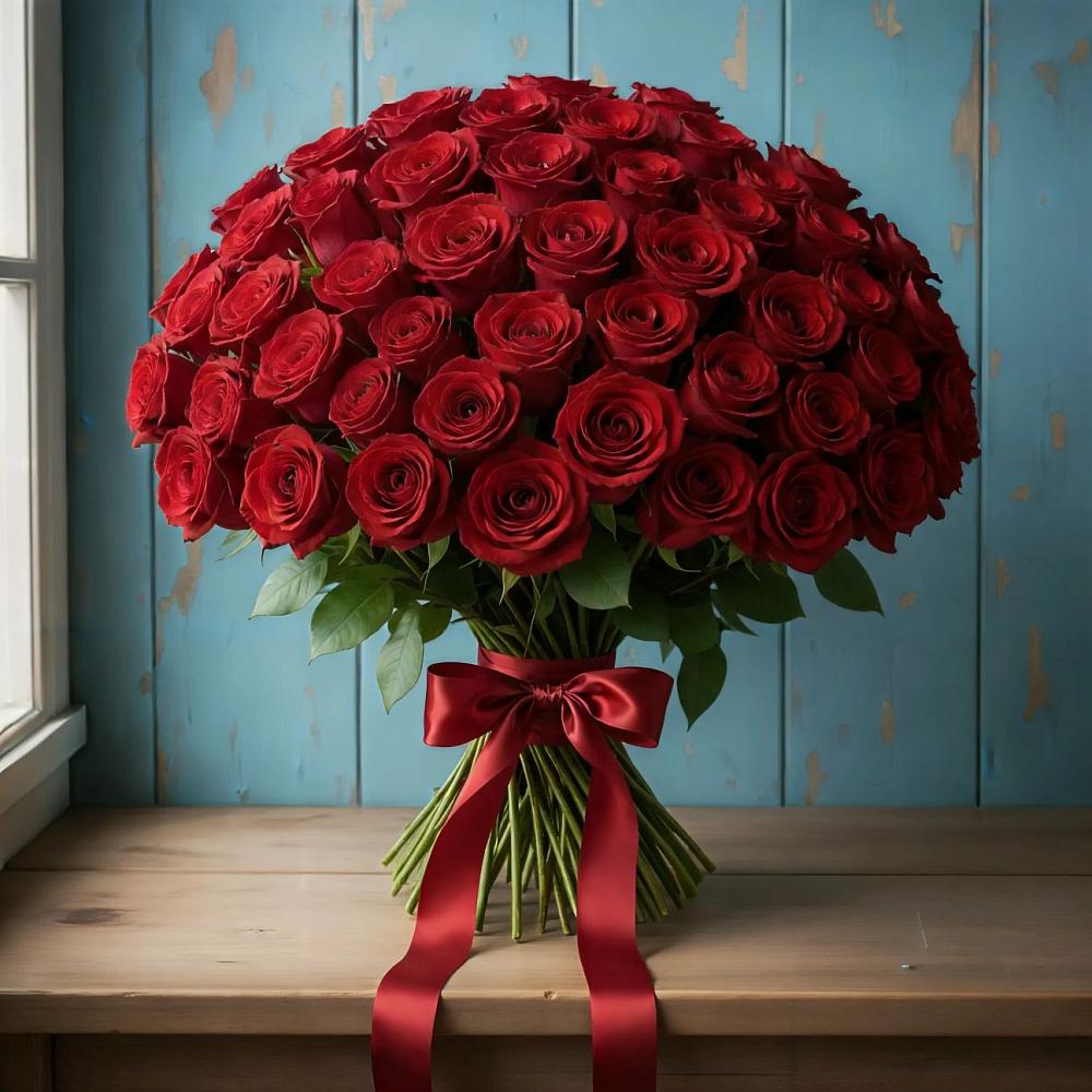 Букет Красные розы Блэк Меджик в Островном