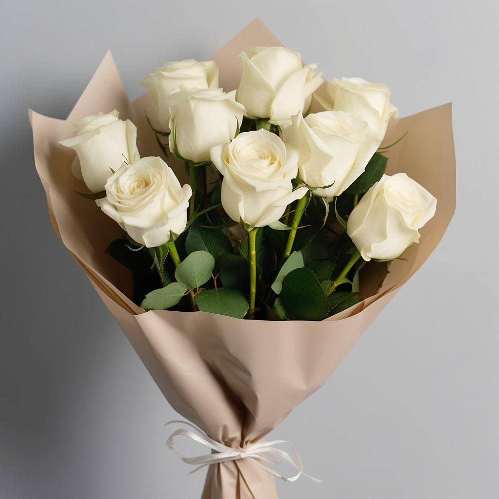 Букет 9 Белых роз Эдлесс Лав в Островном