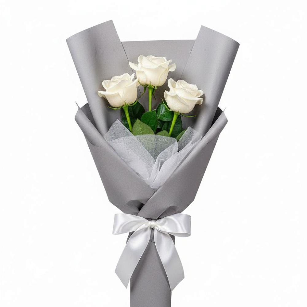 Букет 3 белые розы в Островном
