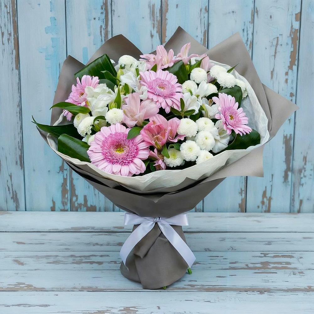 Букет цветов из: Герберы, Альстромерии и Хризантемы в Островном