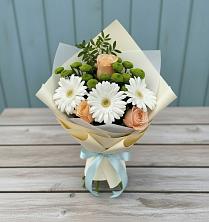 Букет цветов из:  Герберы, Розы и Хризантемы в Островном