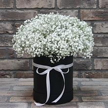 Цветочная композиция из Гипсофила в шляпной коробке в Островном